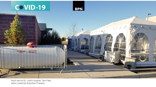 Propane fuels emergency Medical Tents for covid coronavirus hospitals reports BPN lpg inustry leading source for news since 1939