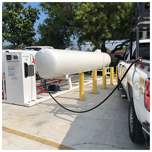 Autogas station where a truck is filling up a tank