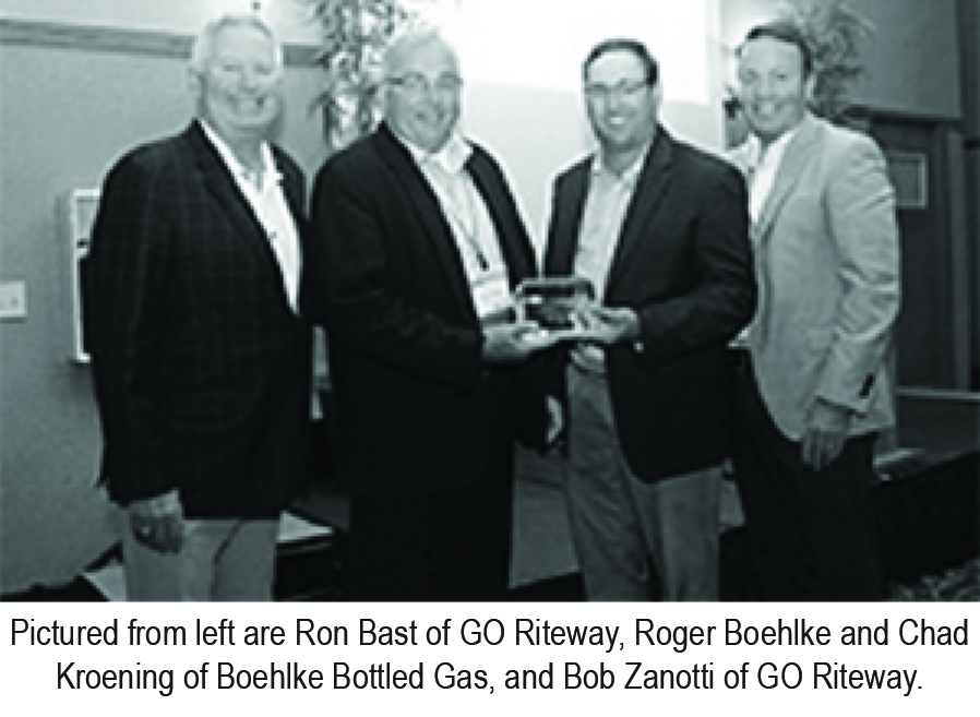 Boehlke Bottled Gas in Wisc was awarded Transportation partner of year by GO Riteway Transportation for savings and sustainability with propane autogas fleet vehicles reports BPN the propane industry's leading source for news and information since 1939.