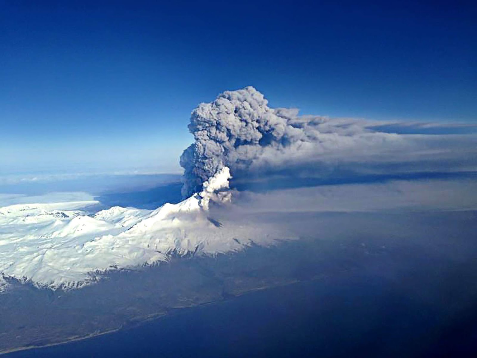 Handout photo of the Pavlof Volcano erupting in Alaska