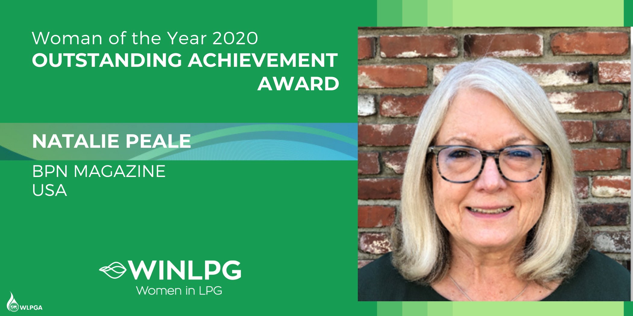 Bpn publisher Natalie Peal awarded WLPGA ignagural Propane Woman of Year Award outstanding achievement award 2020