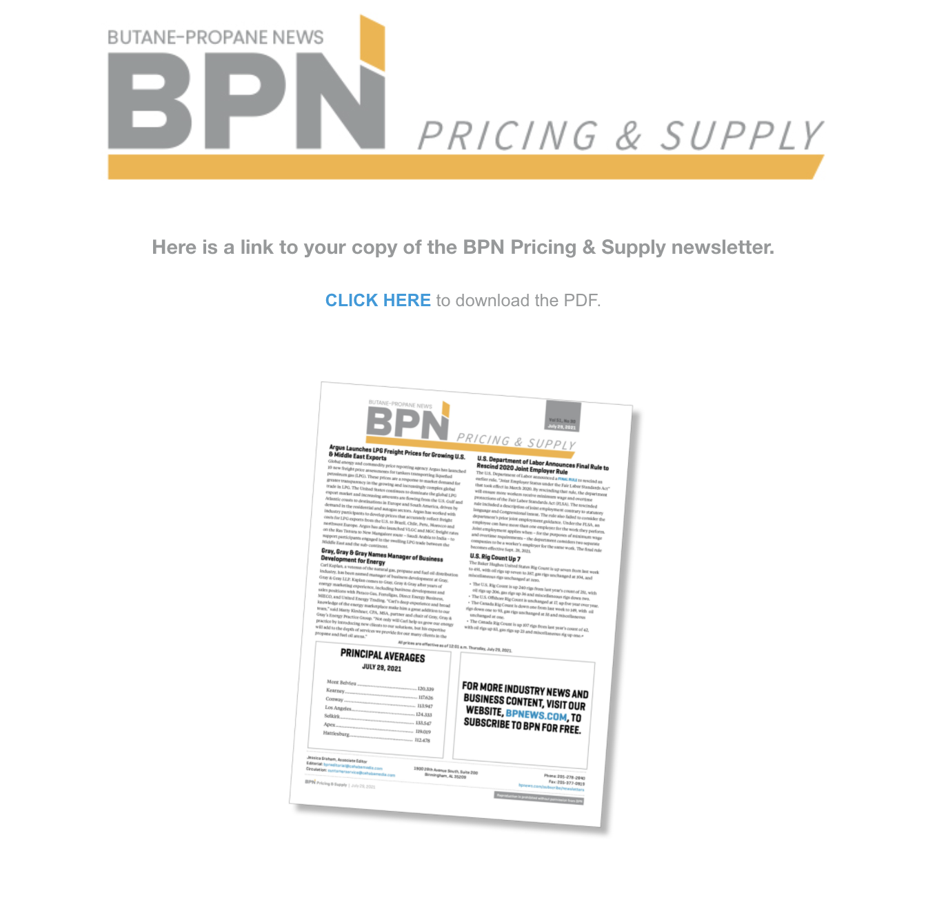 BPN Pricing and Supply newsletter August 2021