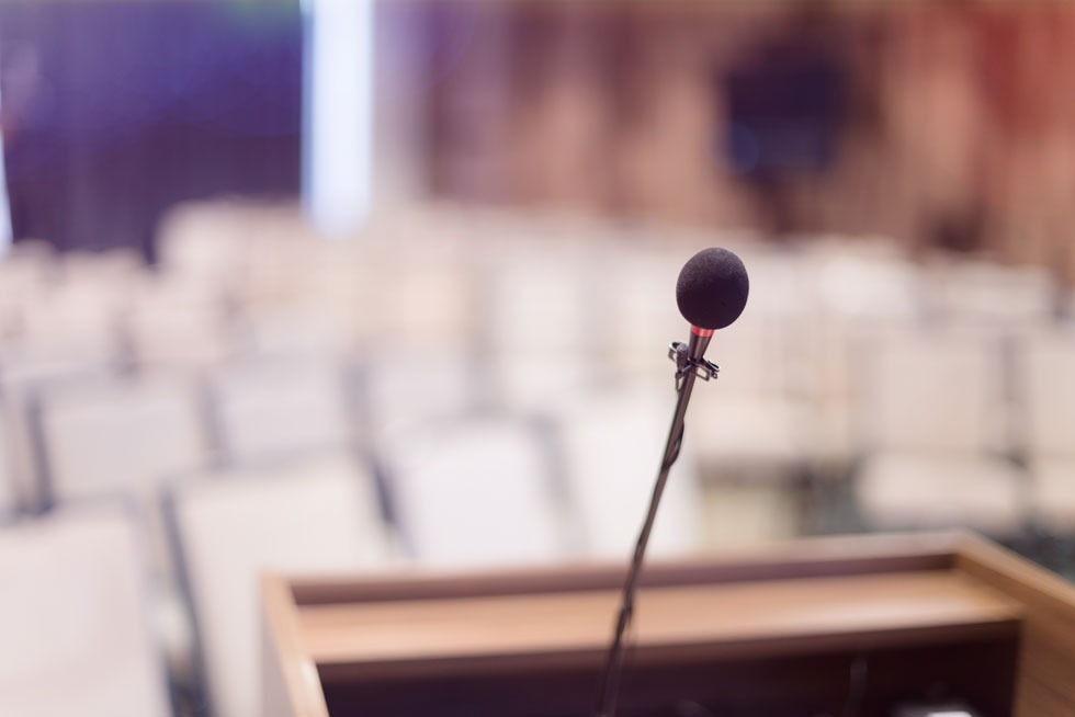 microphone at business conference