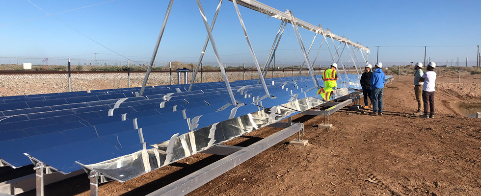 A picture of Oberon's solar steam technology is featured.