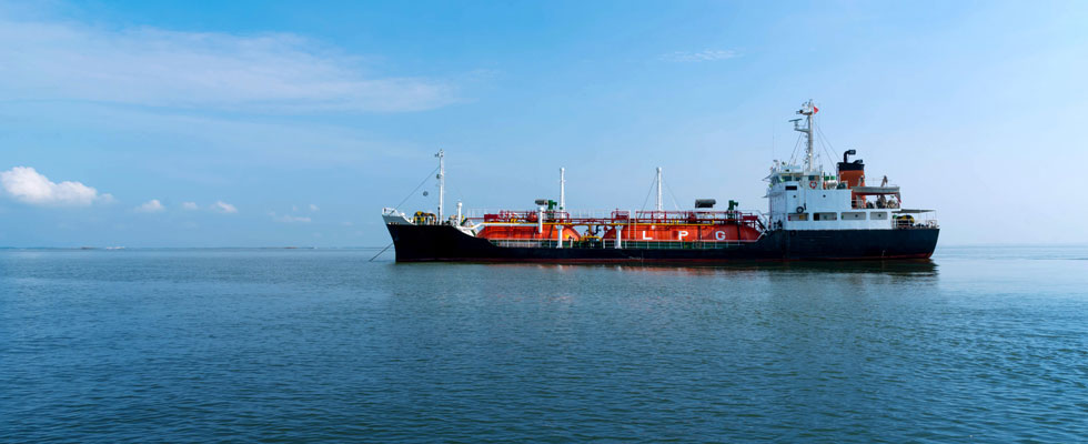 An LPG transport ship on the water
