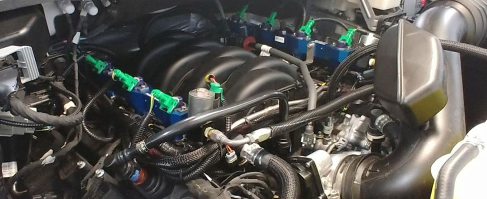 An engine converted to run on propane autogas as a fuel with ICOM North America technology