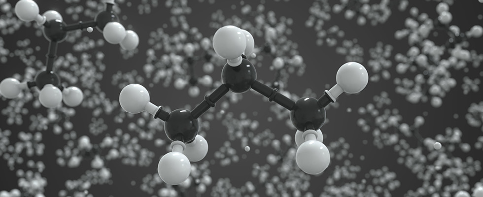 A graphic depicts a molecule that contributes to the process of making rDME.