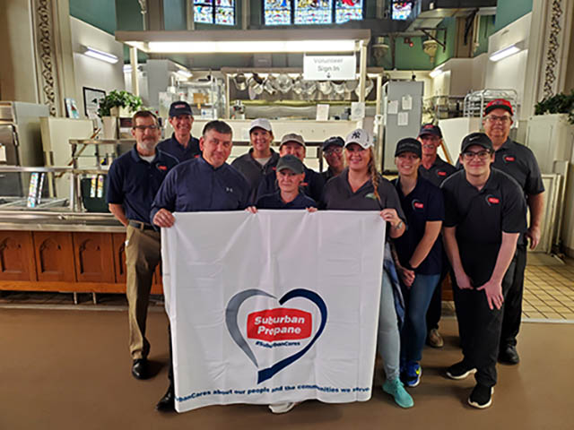 Volunteers from Suburban Propane pose for a picture commemorating their service to Samaritan Center.