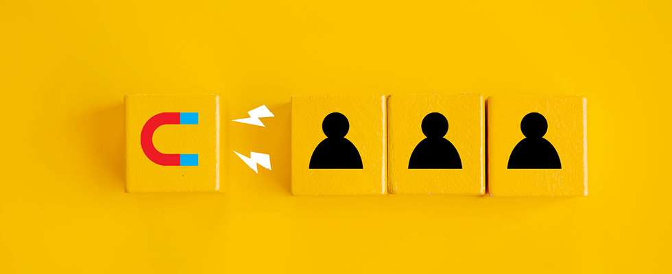 A graphic depicts a magnet drawing people towards it, representing propane customer retention.