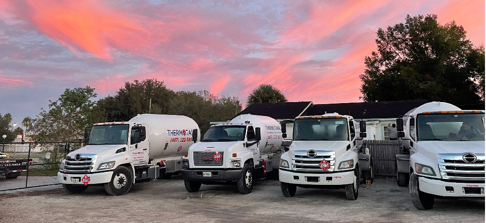 Thermotane Propane trucks line up in this article about the company's attempts at sustaining employee culture.