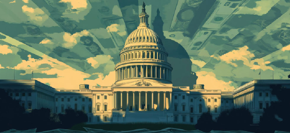 The White house is pictured in a graphic style, showcasing the topic of renewable propane funding..