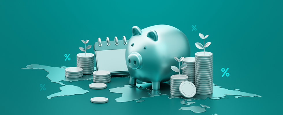 A piggy bank, calendar and coins representing retirement plans for propane companies need to be planned