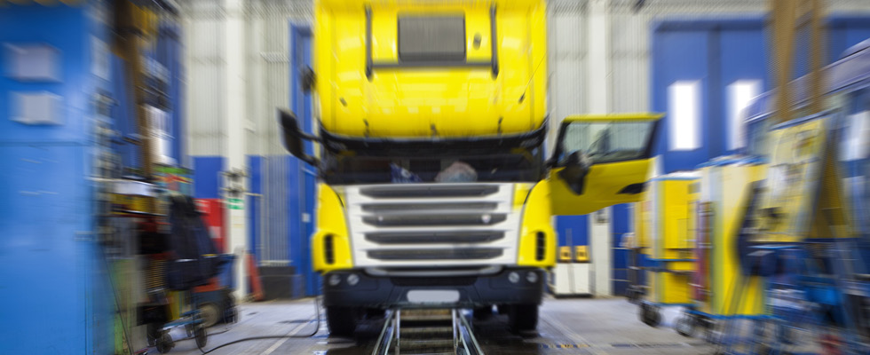 A truck waiting for repairs