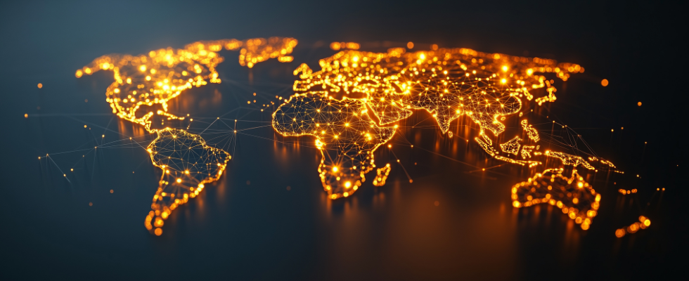 A global diagram displays bright points on the map across land, showcasing global LPG.