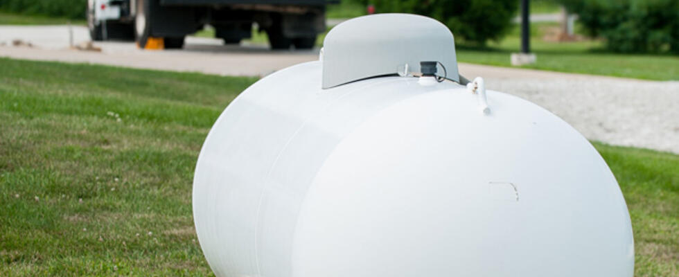 A close-up of propane tank is pictured, showcasing propane tank coatings.