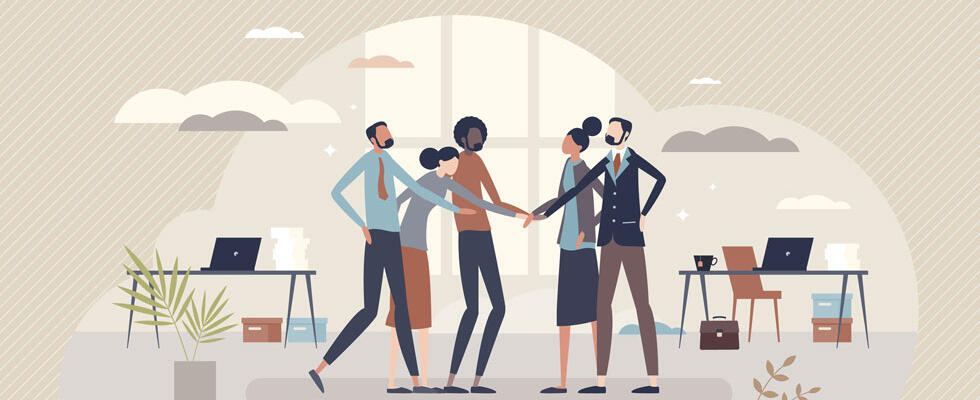 Art shows individuals shaking hands, showcasing a successful M&A deal.