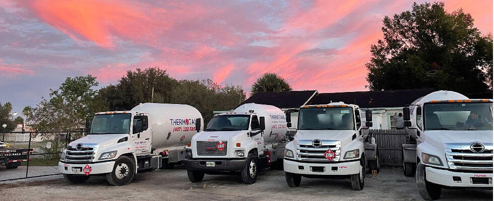 Thermotane Propane trucks line up in this article about the company's attempts at sustaining employee culture.