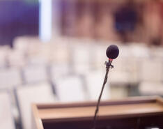 microphone at business conference