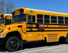 A propane-fueled Zionsville Community School bus is pictured.