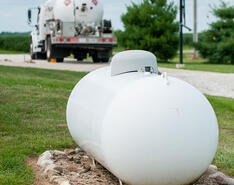 A close-up of propane tank is pictured, showcasing propane tank coatings.