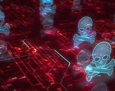 Skull and crossbones symbolizing cybersecurity threat