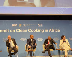 A panel discusses clean energy solutions at the Summit on Clean Cooking in Africa