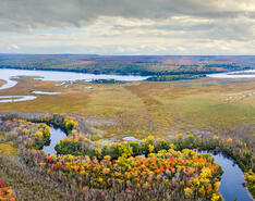 An image depicts the rural lakes of Michigan.