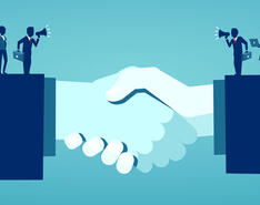 Company figures shaking hands