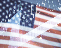 Concept art depicts an arrow signifying growth with an American flag in the backdrop.