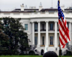 The White House with an American flag outside of it