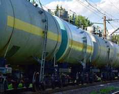 A train carries propane supply.