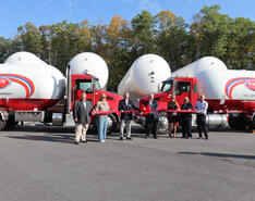 The Palmer Gas & Oil team has a ribbon cutting ceremony at its new storage facility.