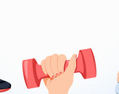 A clipart displays different ways one can use their free time, from lifting weights to running.