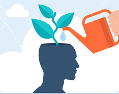 A hand using a watering can to water a brain just like unexpected lessons learned this past year