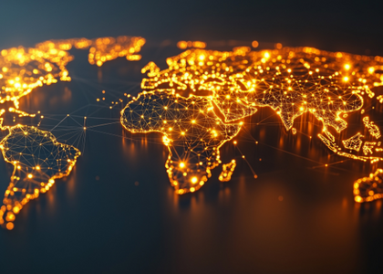 A global diagram displays bright points on the map across land, showcasing global LPG.
