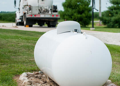 A close-up of propane tank is pictured, showcasing propane tank coatings.