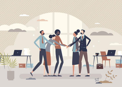 Art shows individuals shaking hands, showcasing a successful M&A deal.