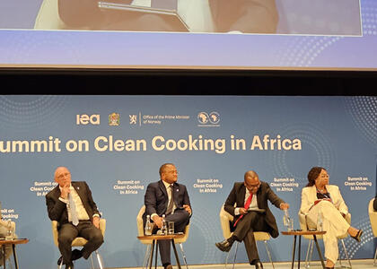 A panel discusses clean energy solutions at the Summit on Clean Cooking in Africa