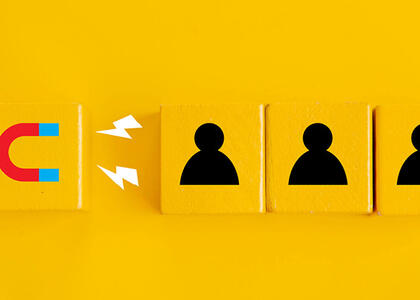 A graphic depicts a magnet drawing people towards it, representing propane customer retention.
