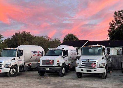 Thermotane Propane trucks line up in this article about the company's attempts at sustaining employee culture.