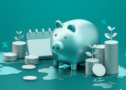 A piggy bank, calendar and coins representing retirement plans for propane companies need to be planned